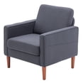 thumbnail image 7 of Accent Arm Chair, Modern Linen Upholstered Accent Sofa with Arms and Curved High Back Comfy Armchair with Solid Wood Leg Single Sofa Chair Accent Chair for Living Room, Dark Grey, 7 of 7