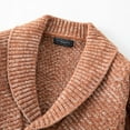 thumbnail image 3 of ZCFZJW Men's Cardigan Sweater Shawl Collar Classic Fit Long Sleeve Button Down Fall Winter Plush Thick Warm Cable Knit Sweaters Tops Brown XXXL, 3 of 7