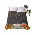 thumbnail image 2 of Full Flat Sheet Only Thanksgiving Pumpkin Maple Leaf Soft Microfiber Cooling Bedding Sheets Sunflower Black Board Flat Bed Sheet for Hotel,Home Decor, 2 of 9