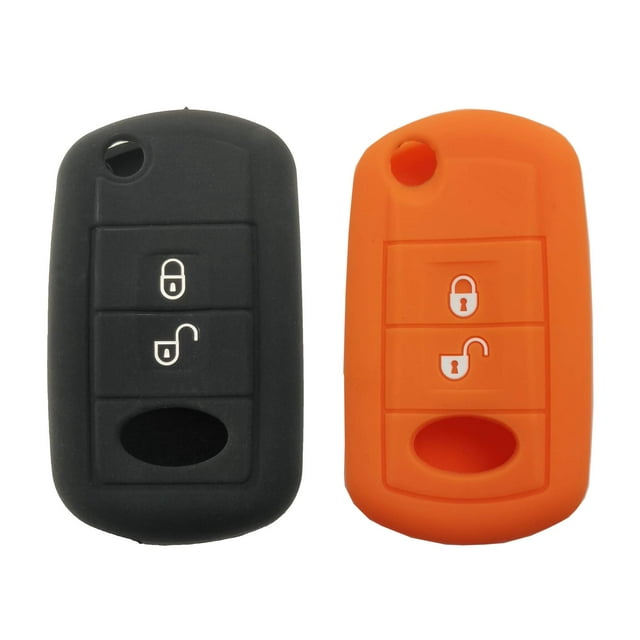 Porte-clés Sans Clé avec Télécommande, Housse de Protection en Silicone Caoutchouc pour Land Rover Discovery LR3 Range Rover Sport (1 Noir + 1 Orange)