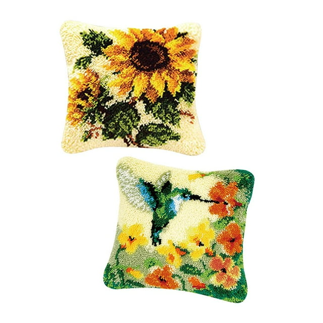 GUOOL Funny Flower Latch Hook Rug Kits Pillow Case Making Package Incldes: Latch Hook,