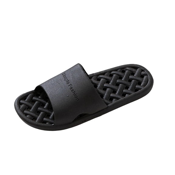 Black Women And Men Slippers Quick Dry Bathroom Slippers With Slip Resistant Soles Woven Design Easy Slip On Fit Spring And Summer Home Shoes Size 36