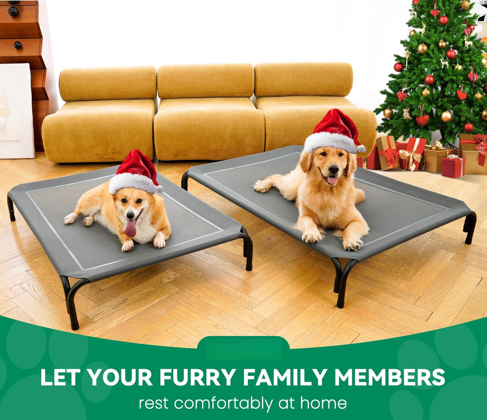 Elevated Dog Bed Raised Outdoor For Medium Dogs  Installation Requires No Tools Frame With Washable Breathable Mesh Anti-slip Feet Indoor Pet Grey 35.4 Inches