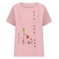 thumbnail image 3 of Busydd Womens Tops Summer Short Sleeve Round Neck Blouses Cotton Linen Button Down T Shirts Fashion Casual Floral Print Tee Tops Comfy Loose Versatile Going Out Tops Plus Size Tops S-5XL, 3 of 3
