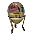 thumbnail image 1 of Solid Brass Beautiful Hand Painted Enameled Egg on Stand Holder 3.5" Tall Decorative Jewelry Trinket Box Unique Gift for Home Décor, 1 of 2
