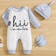 thumbnail image 2 of Otqutp Baby Party Outfits Set Boys Girls Long Sleeved Monogram Print Crawler Hat Sock Set for 0 To 9 Months Elastic Pants 3PCS Fall Winter Clothes, 2 of 4