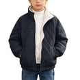 thumbnail image 2 of Mifsaly Boys Diamond Quilted Jackets Kids Fleece Lined Zip Up Winter Coat Stand Collar Winter Warm Outdoor Play Back to School Travel Clothing, 2 of 9
