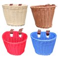 thumbnail image 2 of Children Plastic Rattan Basket, Adjustable Size, Kids Bicycle Front Basket with Leather Straps, for Students, Beach, Pool, 2 of 8