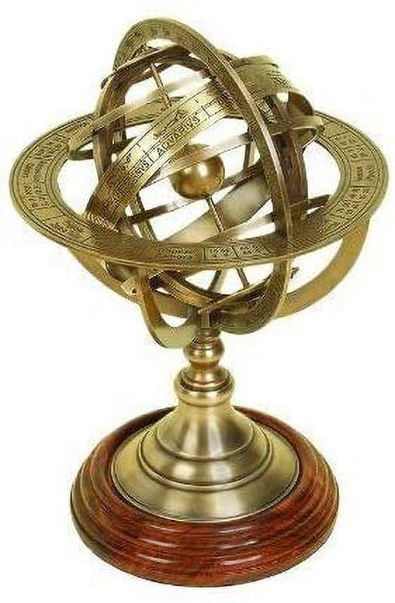 Nautical India 8'' Brass Armillary - Marine Astronomical Brass Engraved Brass Tabletop Vintage Compass - Nautical Decor