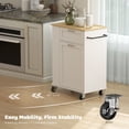 thumbnail image 4 of White Rolling Kitchen Island Cart with Trash Storage & Spice Rack - Compact Kitchen Island on Wheels for Living Room, Dining & Prep Areas - 28" x 15.7" x 35.4", 4 of 7