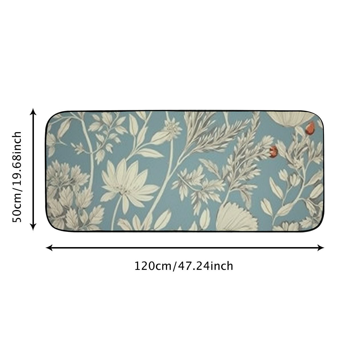 PHYHOO Elegant Flowers Leaves Welcome Mat Front Door Mat, Non-Slip&amp;Absorbent Indoor Door Mats, Durable Rubber Backing Floor Doormat for Entryway, Patio, Porch, Aqua 19.68*47.24 in