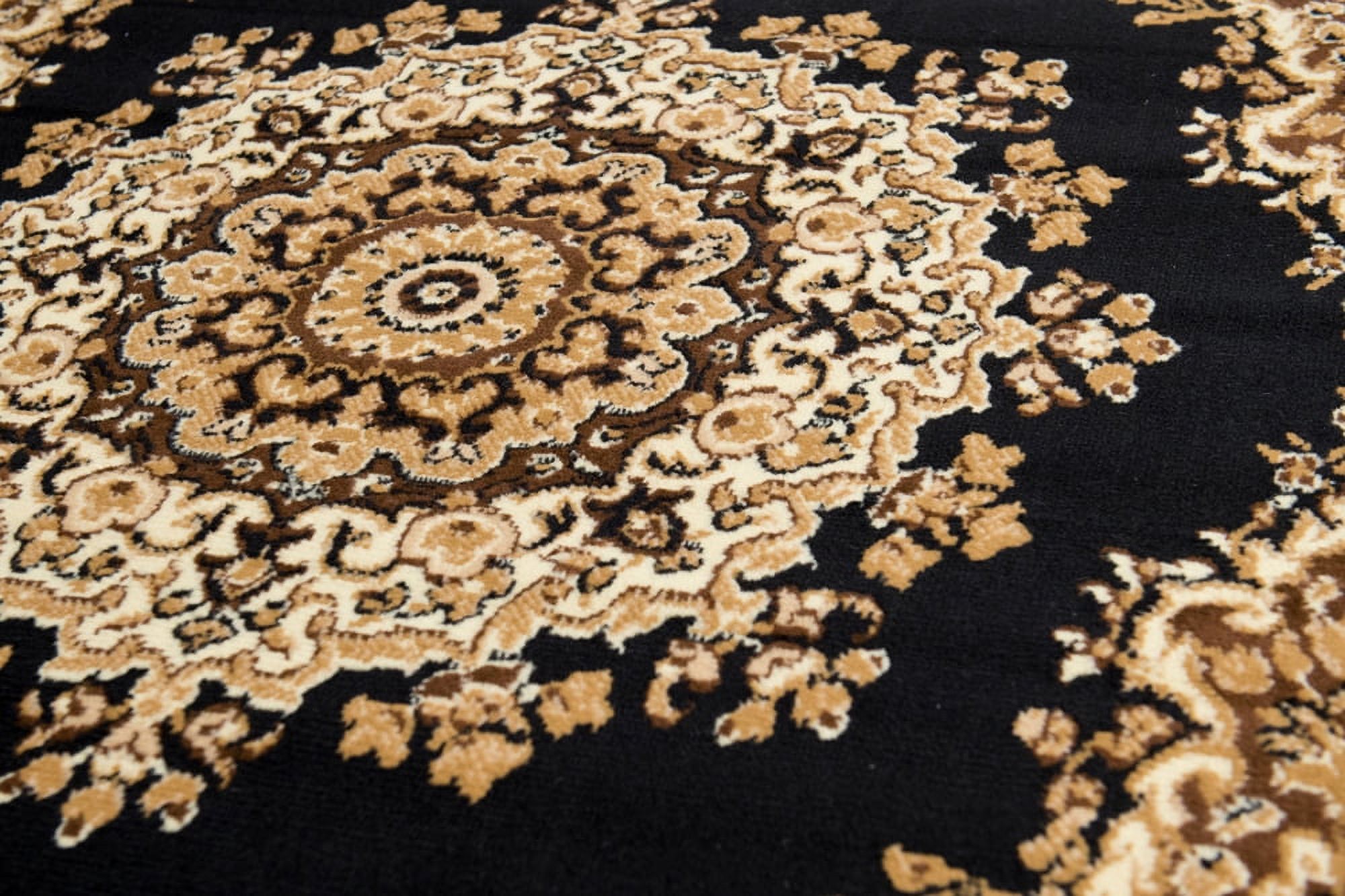 Designer Home Soft Traditional Oriental Area Rug with Center Medallion - Actual Size: 5' 3" x 7' 2" Rectangle (Black) - image 3 of 5