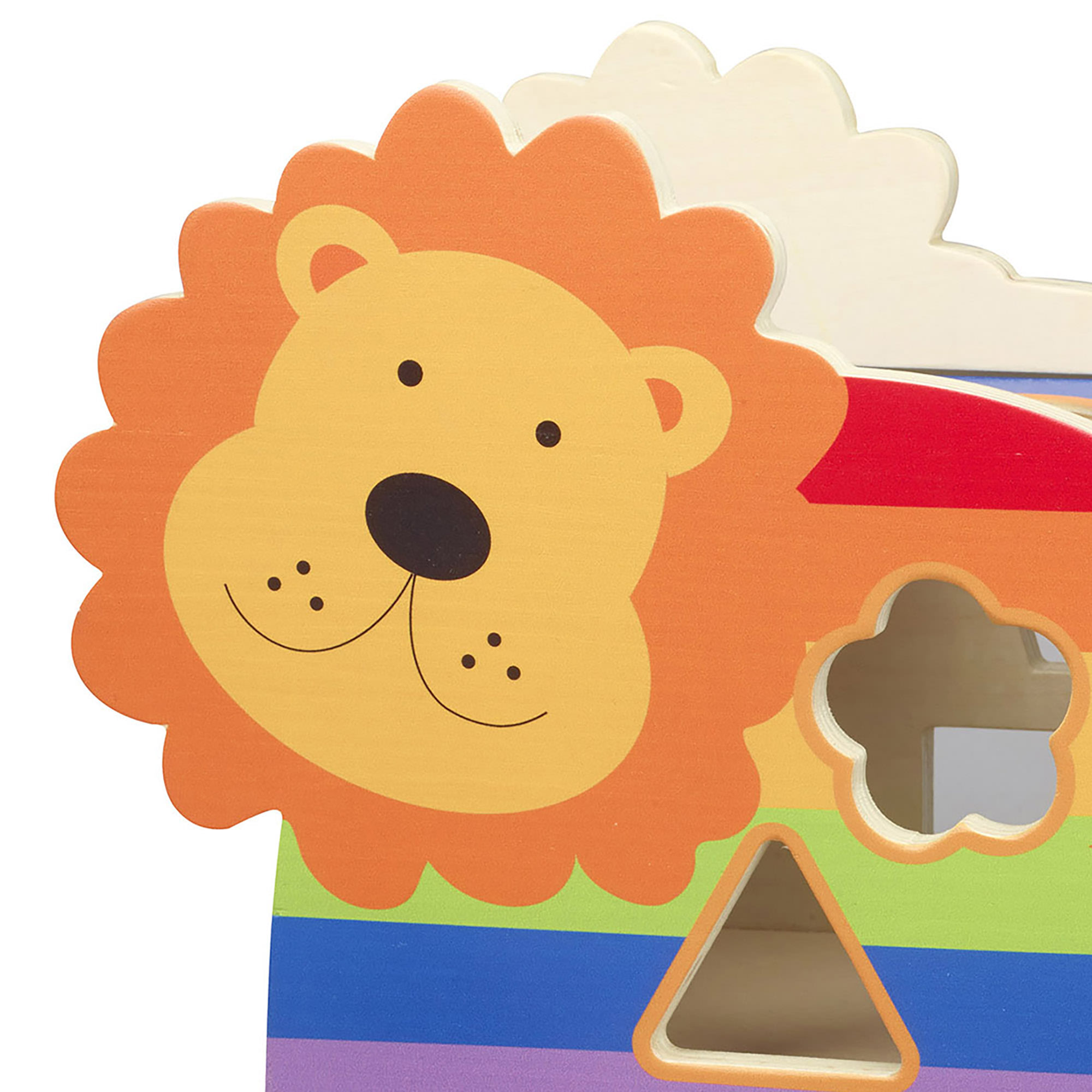 Orange Tree Toys: Shape Sorter: Lion - Wooden Wheeled Animal Sorter, 6 Shape Blocks, Push-Pull-Sort, Colorful Educational Toy, Toddler & Kids Age 1+