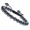 thumbnail image 1 of Natural Healing Power Gemstone Crystal Beads Unisex Adjustable Macrame Bracelets 8mm,Hematite, 1 of 4