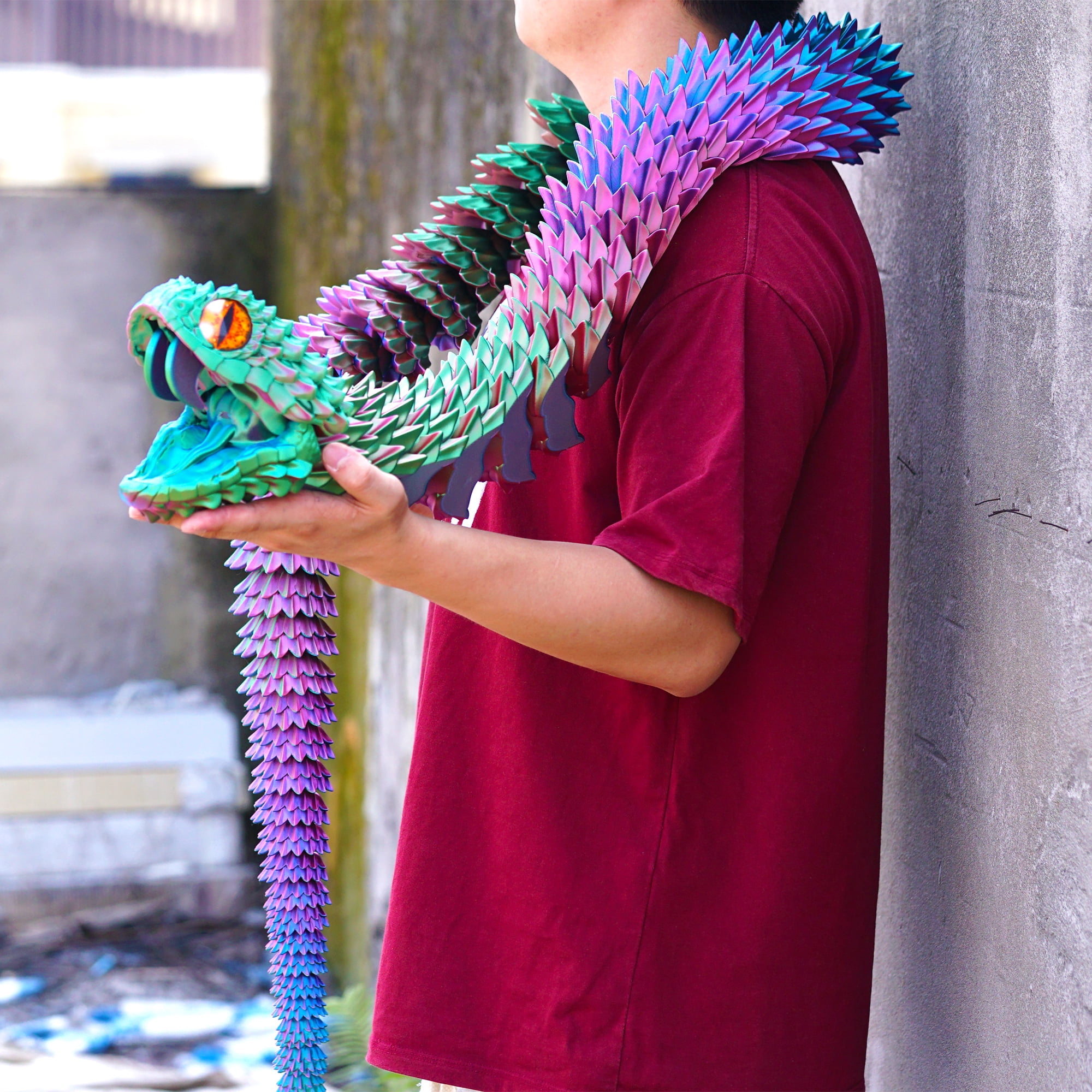 79inch 3D Printed snake,Flexible Joint Animal lacertid Figurines,Realistic Eyes, Home Office Decor,Fidget Toy for Adults Teens Boy Festival Gifts