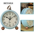 thumbnail image 3 of SAYTAY Analog Alarm Clock, 5" Non-Ticking Retro Vintage Metal Frame Small Battery Operated Desk Alarm Clock - Blue, 3 of 7