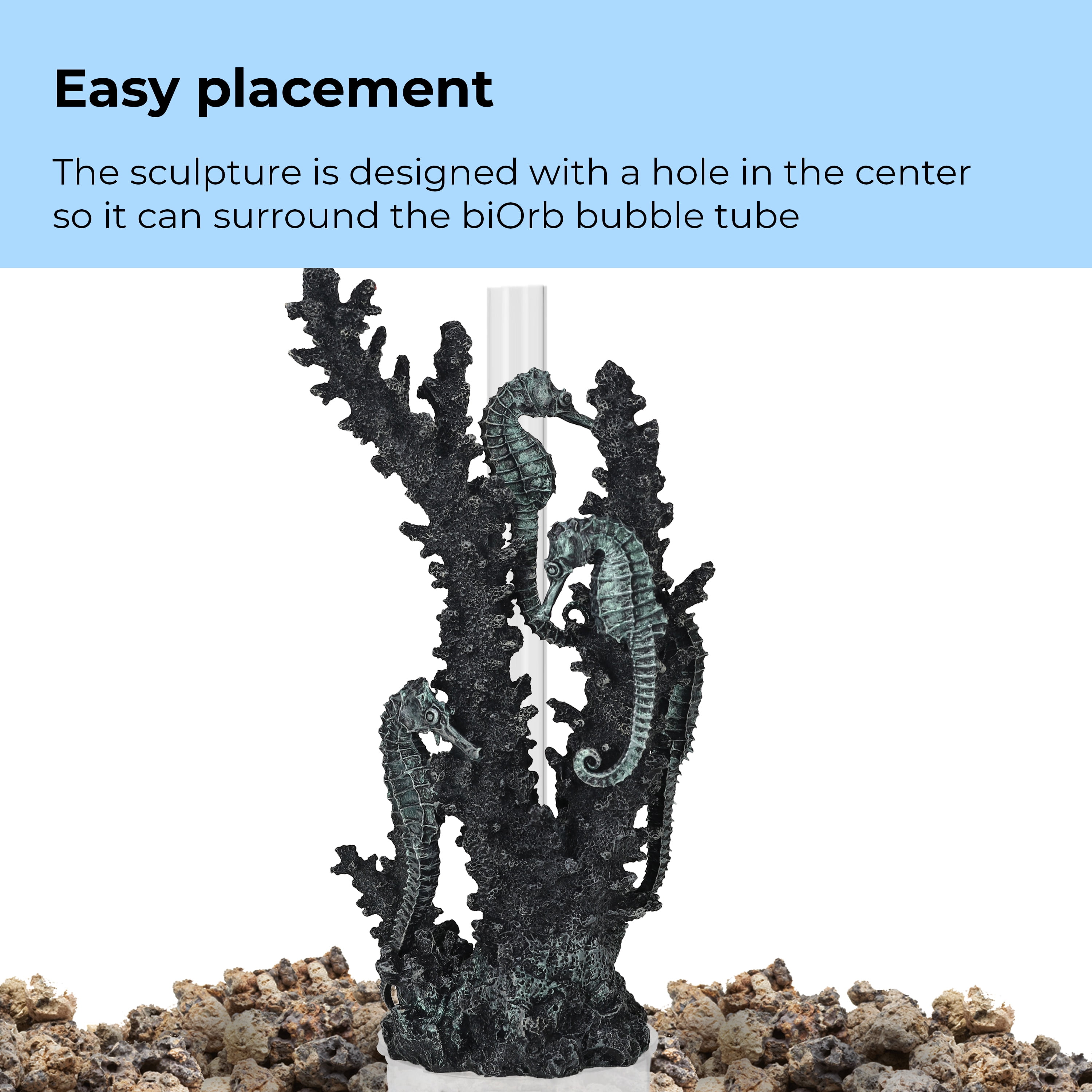 biOrb Medium Black Seahorse Sculpture - Aquarium Decor