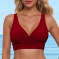 thumbnail image 2 of MKLEKYY Trajes De Baño Mujer 2 Piezas Women Lace Up Swimwear Tops Underwire Full Coverage Bikini Top Push Up Swim Crop Top Tie Back Bathing Suit Tops, 2 of 5
