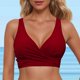 thumbnail image 2 of MKLEKYY Trajes De Baño Mujer 2 Piezas Women Lace Up Swimwear Tops Underwire Full Coverage Bikini Top Push Up Swim Crop Top Tie Back Bathing Suit Tops, 2 of 5