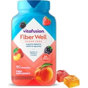 (2 pack) Vitafusion Fiber Well Sugar Free Fiber Supplement Gummies, Berry & Peach Flavors, 90 Count