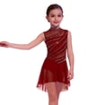 thumbnail image 7 of Aislor Girls Lyrical Dance Mock Neck Ruched Ballet Skirted Leotard Ballerina Ice Skating Dress Burgundy 10, 7 of 7