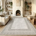 thumbnail image 2 of HIWEAVER Camel 8' x 10' Washable Area Rugs for Living Room Soft Geometric Bordered Indoor Modern Large Throw Carpet for Dining Room Non Slip Farmhouse Floor Cover for Home Decor, 2 of 6