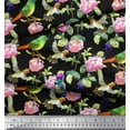 thumbnail image 3 of Soimoi Rayon Fabric Leaves,Floral & Hummingbird Bird Print Sewing Fabric Yard 56 Inch Wide, 3 of 3