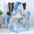 thumbnail image 4 of Bird Print Soft Flannel Fleece Throw Blanket, Innocent Pigeon Flying in Sunny Sky with Fluffy Clouds, Cozy Plush for Indoor and Outdoor Use, 70" x 90", Azure Blue Pale Taupe, by Ambesonne, 4 of 5