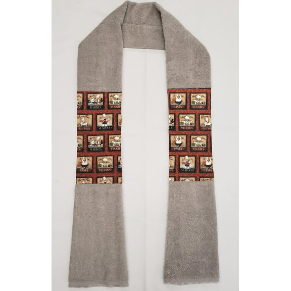 Fat Chefs Kitchen Towel Boa / Scarf by Penny's Needful Things (Towel Color: Gray) (Bistro Chefs)