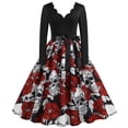 thumbnail image 1 of De Vestido de fiesta con cuello redondo y cremallera con estampado de Halloween para mujer, 1 of 8
