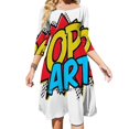 thumbnail image 1 of Robe Élégante Douce Pop Art Femme Coréenne Kawaii Col Carré Robe Colorée Rouge Jaune Noir, 1 of 4
