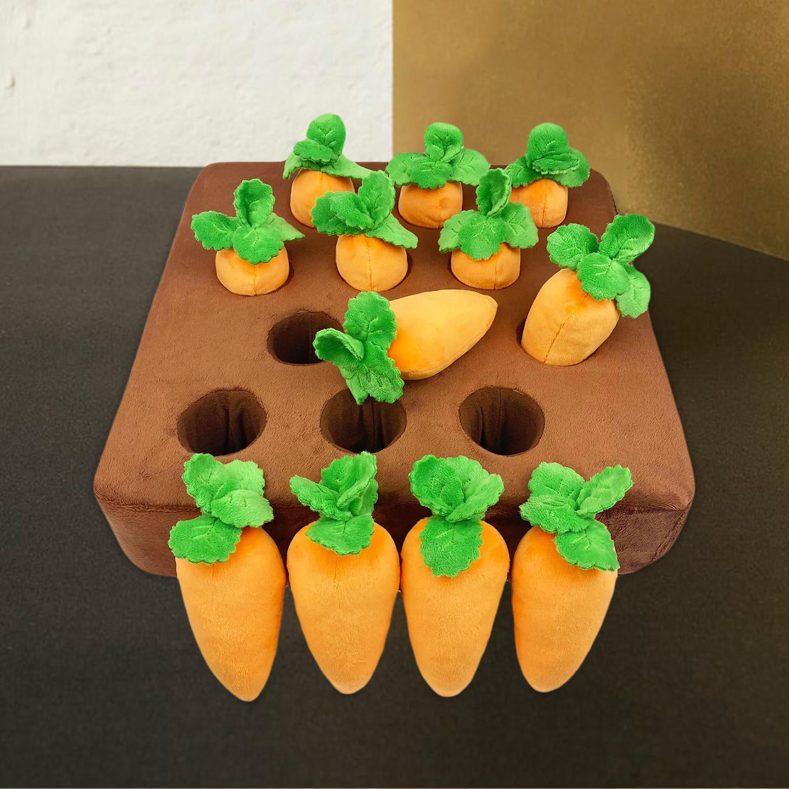 Garden Carrot Plush Toy Vegetable Fruit Pet Interactive Puzzle Foraging Training Educational Toy Increase Dog Enrichment Toys , Multi, 36cmx36cm