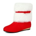 thumbnail image 5 of Wowcloth Women's Fashion Snow Boots - Red Bow Decor Slip-On Flat Comfortable Lined Winter Booties for Casual Outfit, 5 of 9