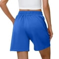 thumbnail image 5 of Tianiyouqing Sweat Shorts Women Cotton Breathable Stretchy Drawstring Pull on Sports Cargo Shorts Elastic Waist Mid Rise Trendy Shorts with Pockets Blue L, 5 of 8