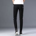 thumbnail image 2 of Men's Black Skinny Jeans with Zip & Eyelet Punk Style Pants, 2 of 7