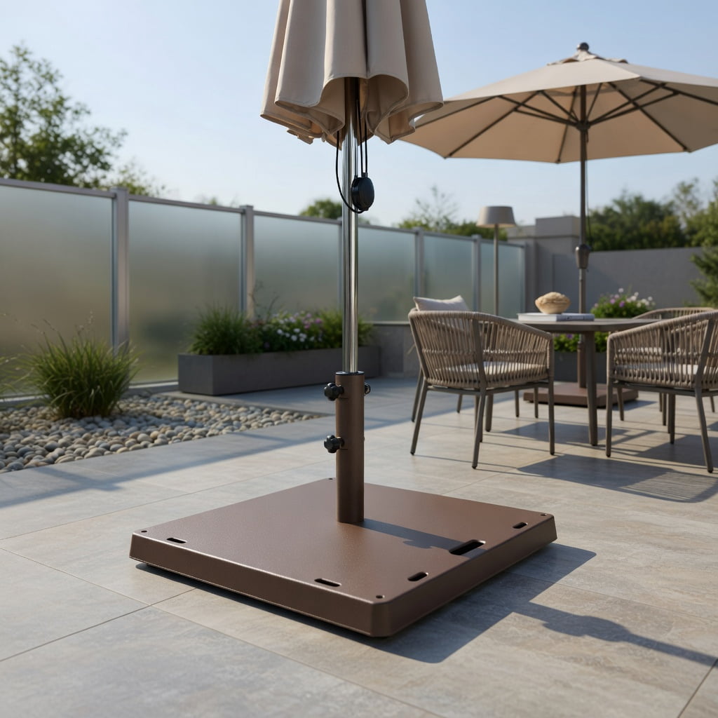 Resenkos Outdoor Umbrella Base, 50 LBS Weighted 24 Inch Square Patio Umbrella Base, Black