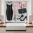 thumbnail image 2 of Ambesonne Heels and Dresses Kitchen Curtains, Dress and Bag, 55"x39", Pale Brown Pale Pink, 2 of 3