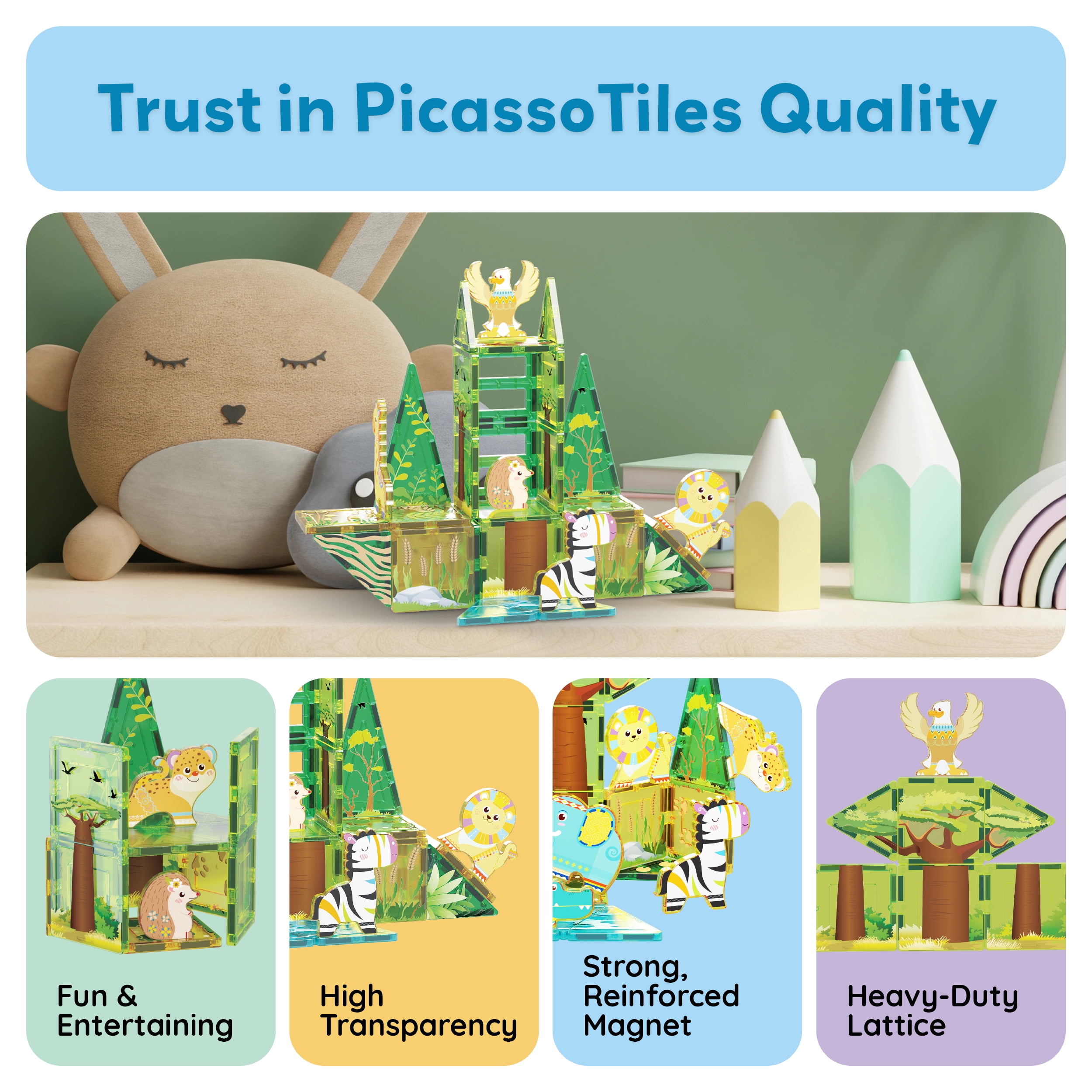 PicassoTiles Magnetic Tiles for Kids – Ninja Dojos House Theme