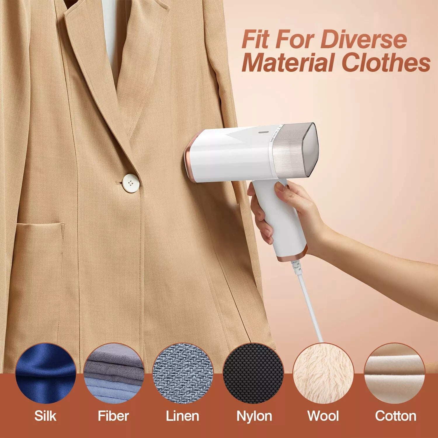 Portable Handheld Garment Steamer 1000W, Foldable Clothing Wrinkles Remover with 120ML Water Tank, 20s Fast Heat-up, Mini Steam Iron with Horizontal & Vertical Steaming for Travel Home Office
