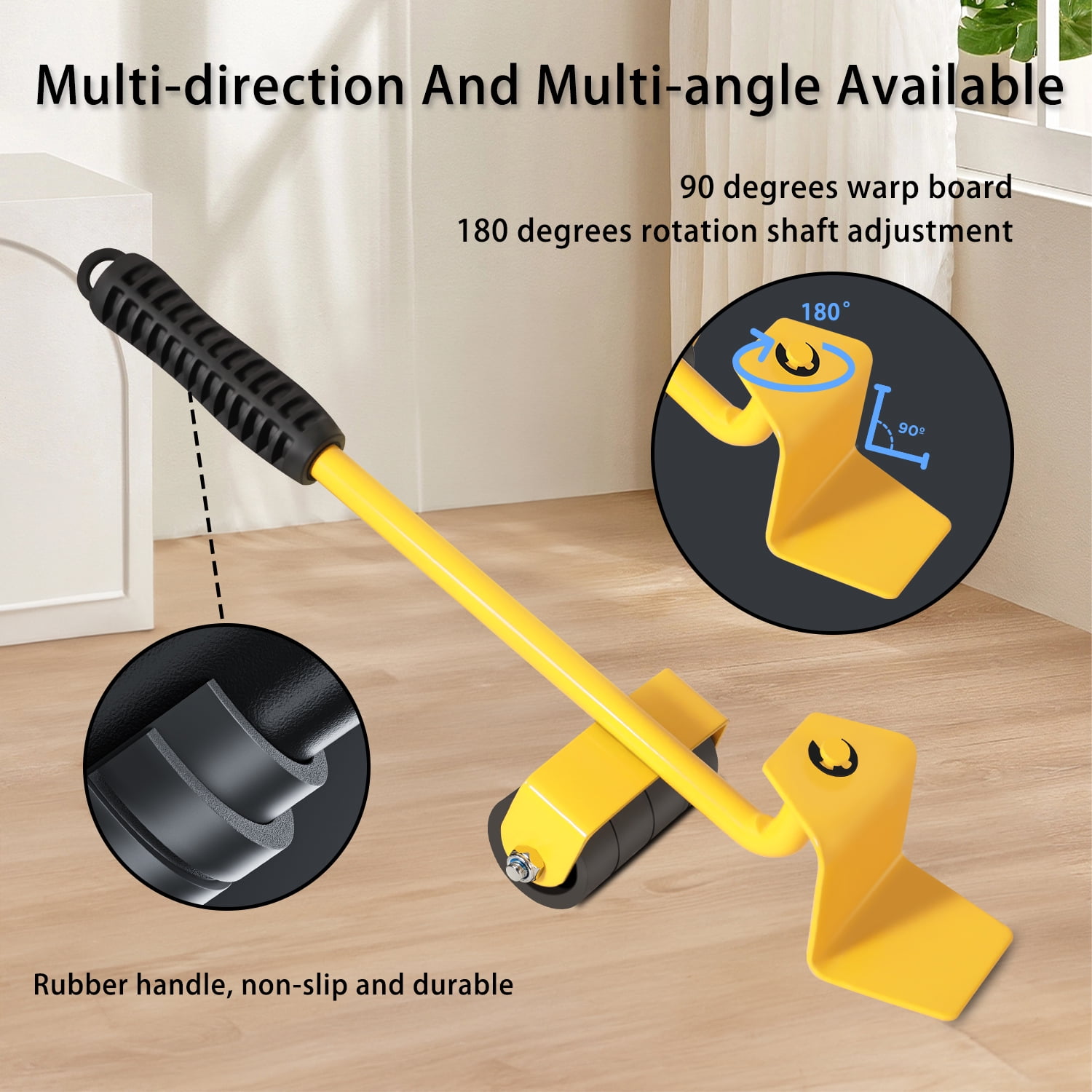 2BK Furniture Mover Tool Triangle,Furniture Lifter Moving Sliders,1700 lbs Maximum Load Heavy Furniture Transport Moving Tools with 360° Rotation Universal Wheels (yellow)