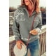 thumbnail image 3 of ABPHQTO Jersey De Mujer De Punto Geométrico Gris Con Cremallera De Un Cuarto, 3 of 5