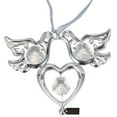 thumbnail image 3 of Chrome Plated Crystal Studded Silver Love Doves Birds Hanging Ornament with Heart by Matashi, Romantic Gift, Love Symbol, 3 of 6