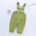 thumbnail image 2 of Zhuashum Girls Pant 4-5 Years Sleeveless Solid Color Suspenders Children'S Pants Long Pants Clothes With Pocket Comfortable Wear Green, 2 of 9