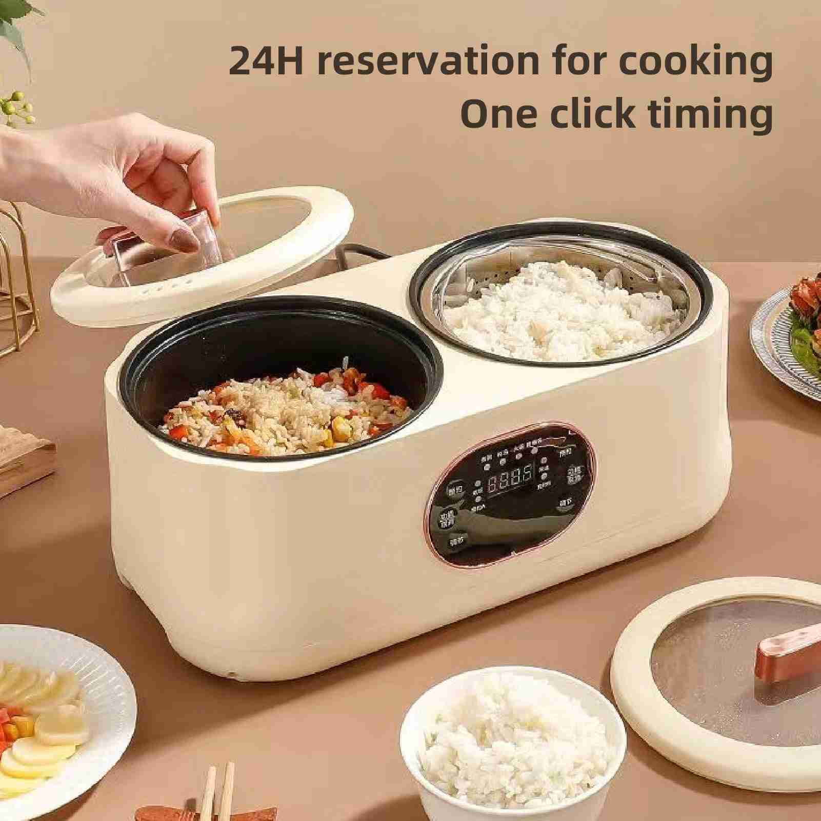 Nieyigj 2.0L Double Liner Rice Cooker, White - Multifunctional Electric Hot Pot with Intelligent Insulation for Home Use, 14.5 in / 37 cm