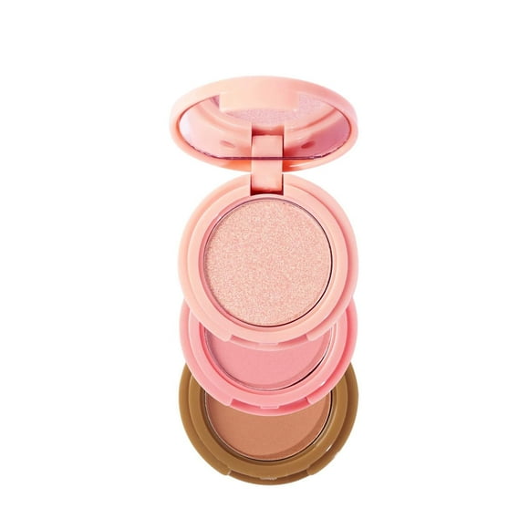 Weiqiqre 3-in-1 Blendable Trio, Contour and Highlight Blush Makeup Palette, Cream Bronzer, Silky Smooth Powder Blush, Shimmer Highlighter Makeup Powder, Eyeshadow Palette with Mirror on Sale
