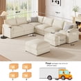 thumbnail image 3 of HOMYHOMEY MS04 Modern Material Multifunctional Sectional Sofa with Square Arms, Beige, 3 of 5