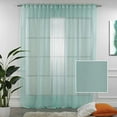 thumbnail image 2 of 3S Brother's Teal Grean Linen Look Extra Long Set of 2 Panels Sheer Curtains Rod Pocket & Back Tab Home Décor Window Custom Made Drapes 10-30 Ft. Long -Made in Turkey Each Panel (100"W x 144"L), 2 of 6
