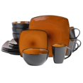 thumbnail image 1 of Gibson Soho Lounge Ensemble de Vaisselle en Grès à Glaçure Réactive Carrée, Service pour 4 (16 Pcs), Ambre, 1 of 10
