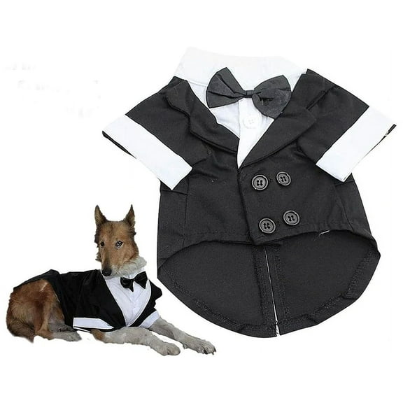 Large Dog Tuxedo Wedding Party Set, Dog Costume For Large Dog Golden Retriever Satsuma Bulldog 1 Piece, Black