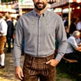 thumbnail image 2 of Oktoberfest Bavarian Shirt Men Multicolor Plaid Embroidered Button Down Shirt for Festive Stand Collar Tee Alternative with Unique Pattern Shirt Tops, 2 of 4